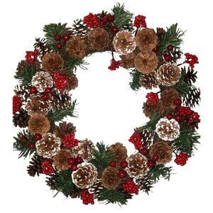 Christmas Wreath Pine cone and berries 21 inches